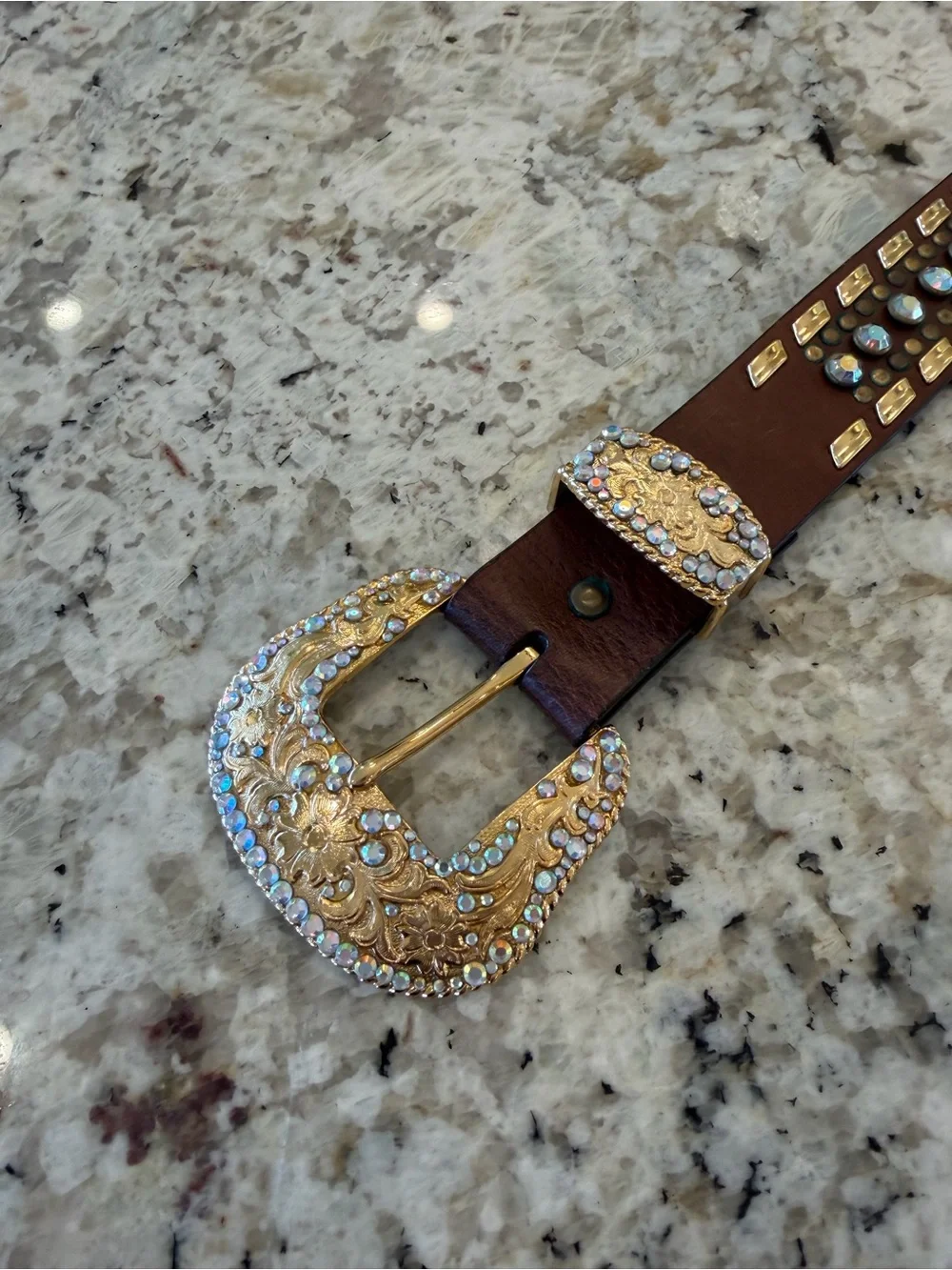 Nocona Leather Women's Belt Beautiful Rhinestones Bling Cowgirl Western Rodeo L